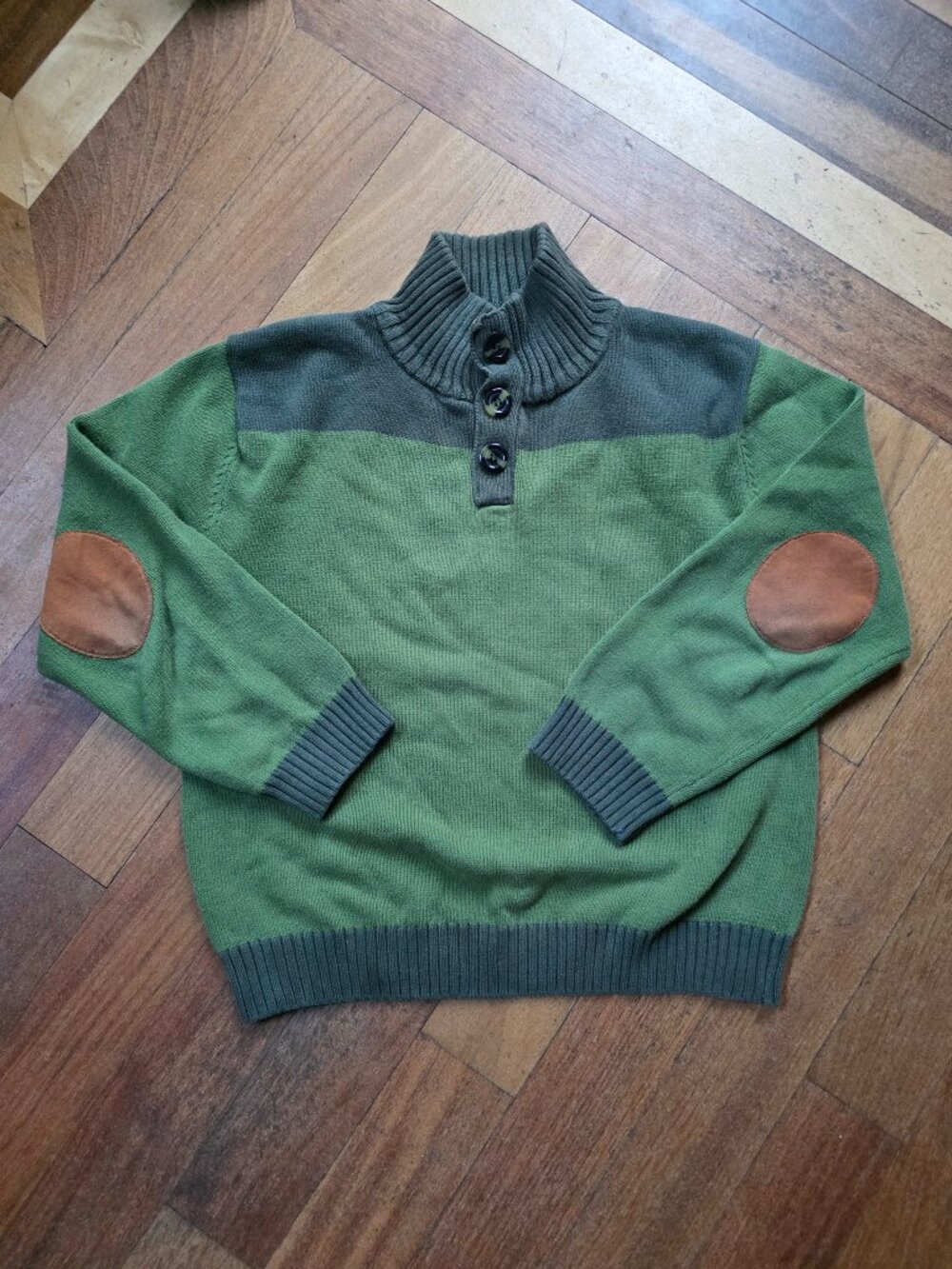 Gioberti Boys Green Sweater With Brown Elbow Patches Size 12
